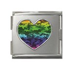 Rainbow Camouflage Mega Link Heart Italian Charm (18mm)