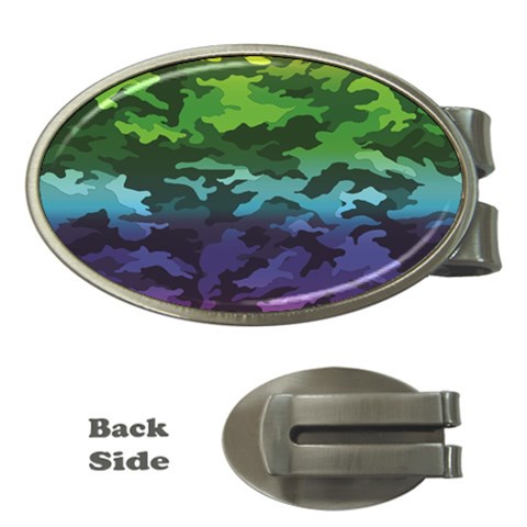Rainbow Camouflage Money Clip (Oval) from ArtsNow.com Front