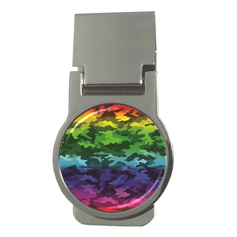 Rainbow Camouflage Money Clip (Round) from ArtsNow.com Front