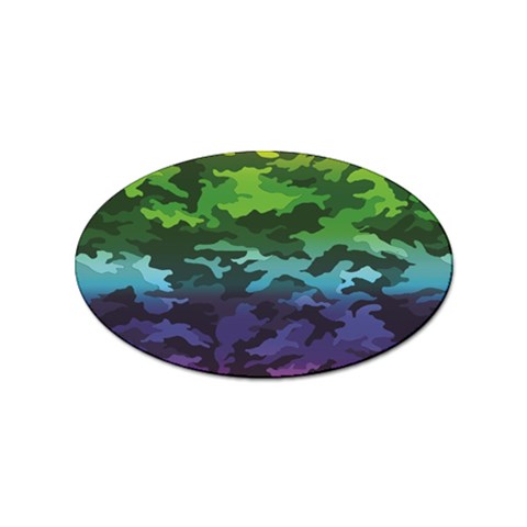 Rainbow Camouflage Sticker (Oval) from ArtsNow.com Front