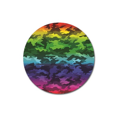Rainbow Camouflage Magnet 3  (Round) from ArtsNow.com Front