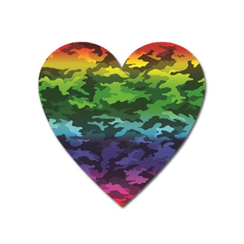 Rainbow Camouflage Magnet (Heart) from ArtsNow.com Front