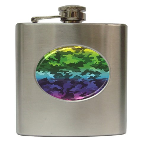 Rainbow Camouflage Hip Flask (6 oz) from ArtsNow.com Front