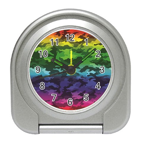 Rainbow Camouflage Travel Alarm Clock from ArtsNow.com Front