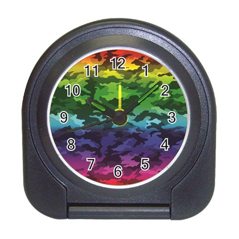 Rainbow Camouflage Travel Alarm Clock from ArtsNow.com Front