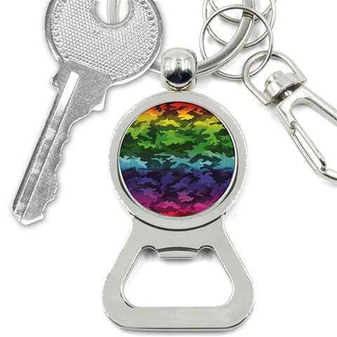 Rainbow Camouflage Bottle Opener Key Chain from ArtsNow.com Front