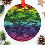 Rainbow Camouflage Round Ornament (Two Sides)