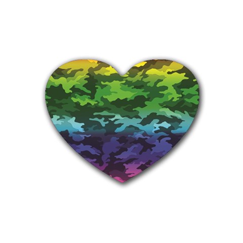 Rainbow Camouflage Heart Coaster (4 pack) from ArtsNow.com Front