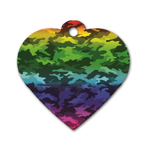 Rainbow Camouflage Dog Tag Heart (Two Sides) from ArtsNow.com Front