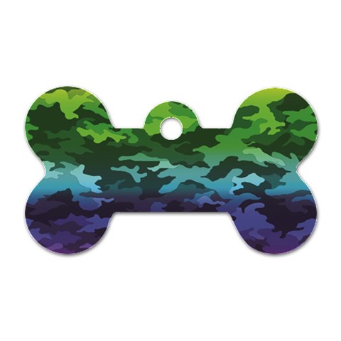 Rainbow Camouflage Dog Tag Bone (Two Sides) from ArtsNow.com Front