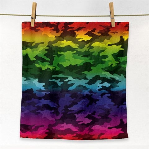 Rainbow Camouflage Face Towel from ArtsNow.com Front