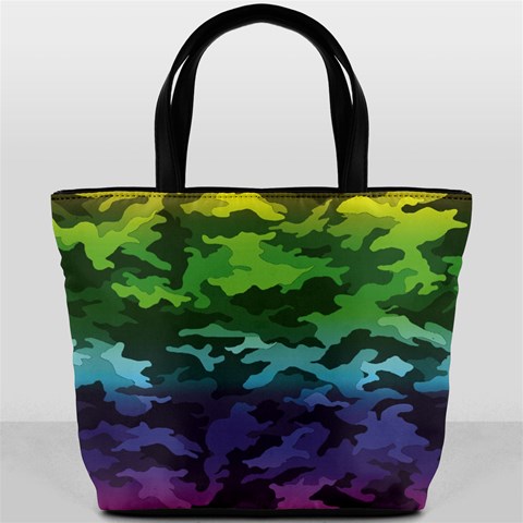Rainbow Camouflage Bucket Bag from ArtsNow.com Front