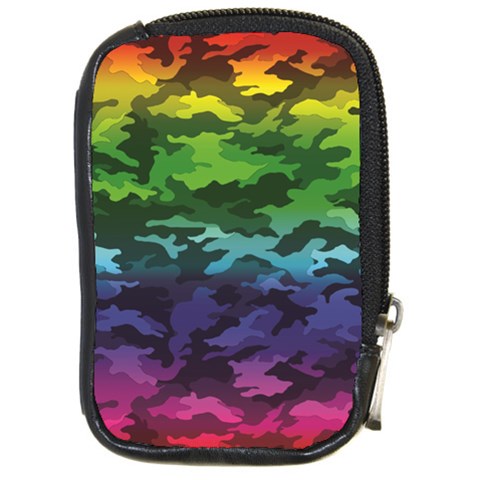 Rainbow Camouflage Compact Camera Leather Case from ArtsNow.com Front