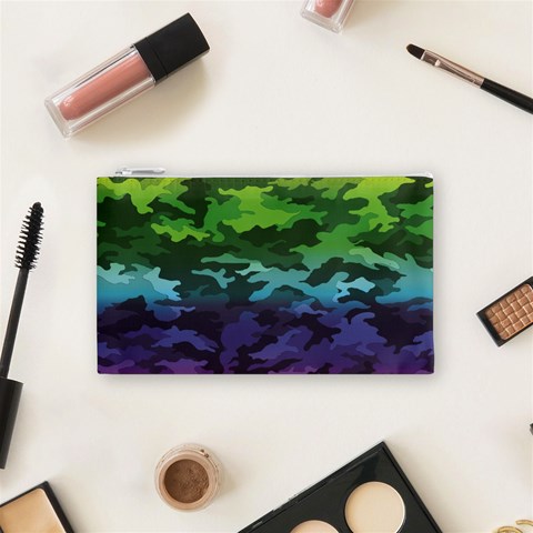 Rainbow Camouflage Cosmetic Bag (Small) from ArtsNow.com Front