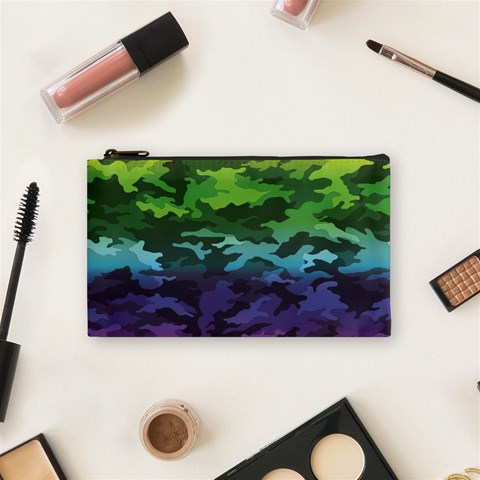Rainbow Camouflage Cosmetic Bag (Small) from ArtsNow.com Front
