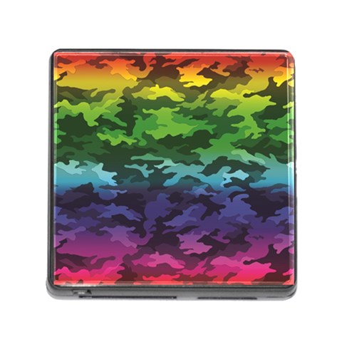 Rainbow Camouflage Memory Card Reader with Storage (Square) from ArtsNow.com Front
