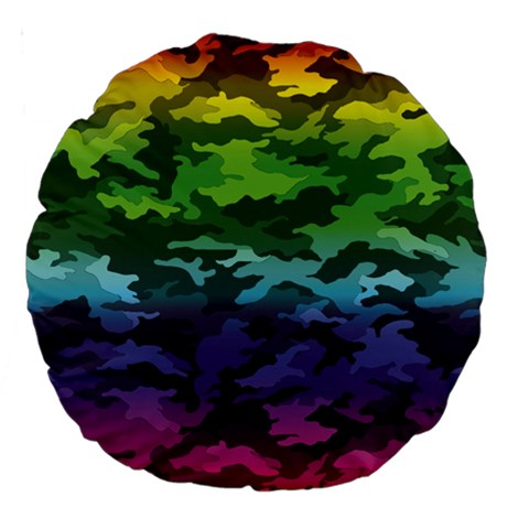Rainbow Camouflage 18  Premium Round Cushion  from ArtsNow.com Front