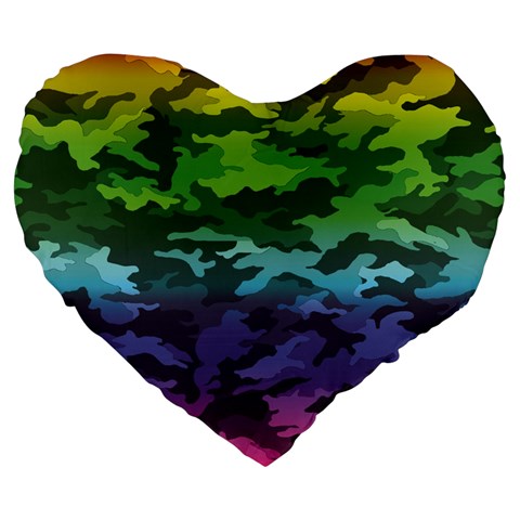 Rainbow Camouflage 19  Premium Heart Shape Cushion from ArtsNow.com Front