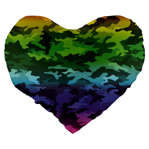 Rainbow Camouflage 19  Premium Heart Shape Cushion from ArtsNow.com Back