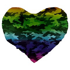 Rainbow Camouflage 19  Premium Heart Shape Cushion from ArtsNow.com Back