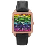 Rainbow Camouflage Rose Gold Leather Watch 
