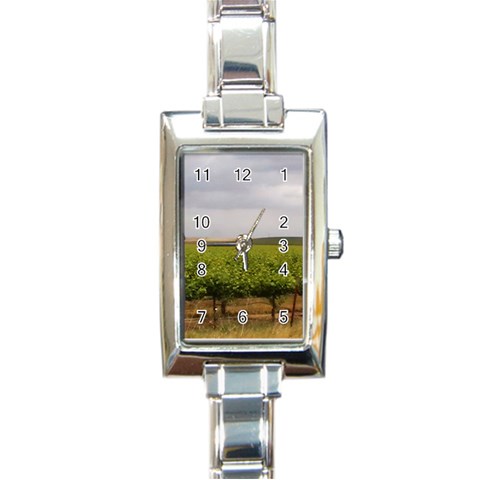 Vinyard Beneath A Cloudy Sky Rectangular Italian Charm Watch from ArtsNow.com Front