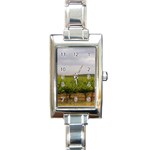 Vinyard Beneath A Cloudy Sky Rectangular Italian Charm Watch