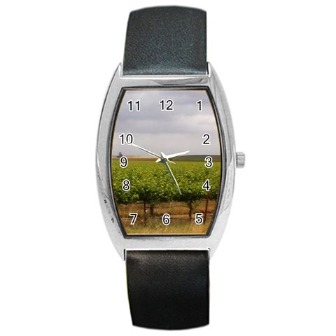 Vinyard Beneath A Cloudy Sky Barrel Style Metal Watch from ArtsNow.com Front