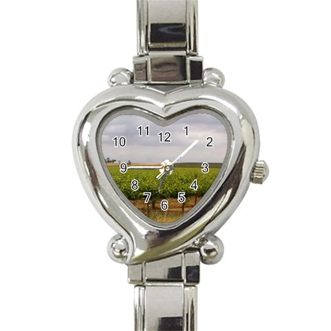Vinyard Beneath A Cloudy Sky Heart Italian Charm Watch from ArtsNow.com Front