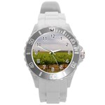 Vinyard Beneath A Cloudy Sky Round Plastic Sport Watch Large