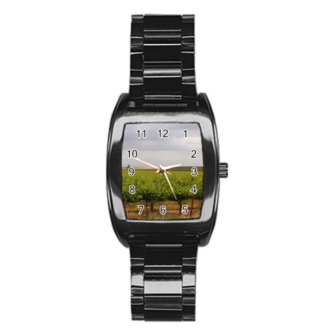 Vinyard Beneath A Cloudy Sky Men s Stainless Steel Barrel Analog Watch from ArtsNow.com Front