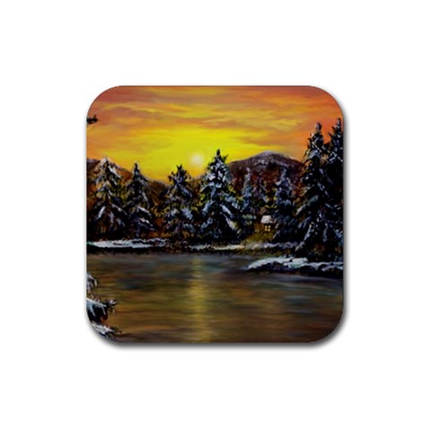 James Winter Cabin By Ave Hurley 1 1m Rubber Coaster (Square) from ArtsNow.com Front