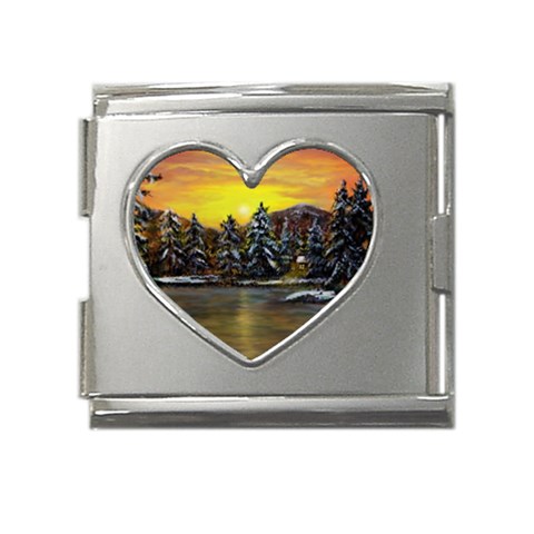James Winter Cabin By Ave Hurley 1 1m Mega Link Heart Italian Charm (18mm) from ArtsNow.com Front