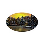 James Winter Cabin By Ave Hurley 1 1m Sticker (Oval)