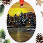 James Winter Cabin By Ave Hurley 1 1m Oval Ornament (Two Sides)