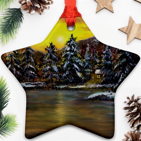 James Winter Cabin By Ave Hurley 1 1m Star Ornament (Two Sides) from ArtsNow.com Front