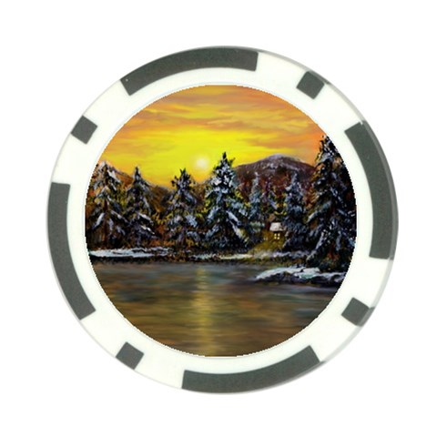 James Winter Cabin By Ave Hurley 1 1m Poker Chip Card Guard from ArtsNow.com Front