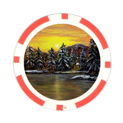James Winter Cabin By Ave Hurley 1 1m Poker Chip Card Guard from ArtsNow.com Front