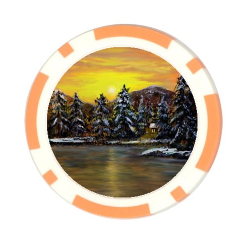 James Winter Cabin By Ave Hurley 1 1m Poker Chip Card Guard from ArtsNow.com Front