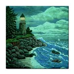 Jerry s Lighthouse by  Ave Hurley  - Wrap Canvas Version Tile Coaster