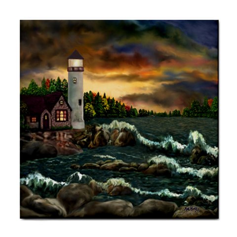 David Bowman Lighthouse Tile Coaster from ArtsNow.com Front