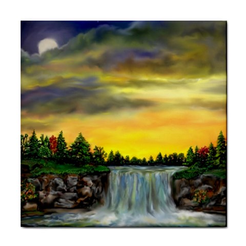 Edwina s Waterfalls   By Ave Hurley Tile Coaster from ArtsNow.com Front