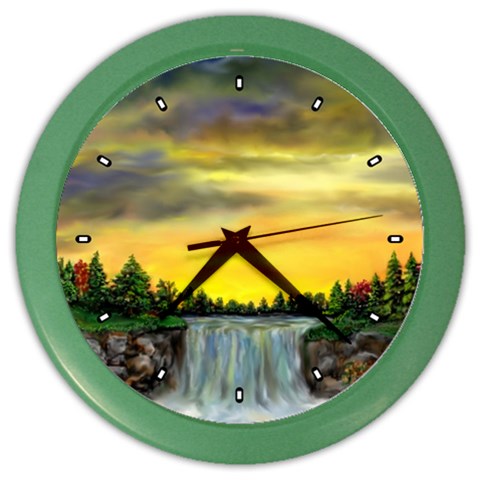 Edwina s Waterfalls   By Ave Hurley Color Wall Clock from ArtsNow.com Front