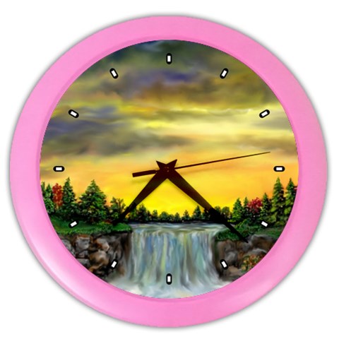 Edwina s Waterfalls   By Ave Hurley Color Wall Clock from ArtsNow.com Front