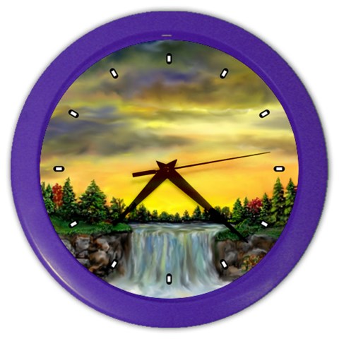 Edwina s Waterfalls   By Ave Hurley Color Wall Clock from ArtsNow.com Front
