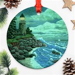 Jerry s Lighthouse  Ave Hurley-Wrap Canvas Version Ornament (Round)