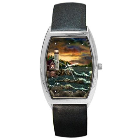 David Bowman Lighthouse Barrel Style Metal Watch from ArtsNow.com Front