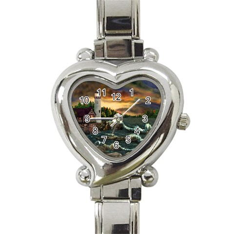 David Bowman Lighthouse Heart Italian Charm Watch from ArtsNow.com Front