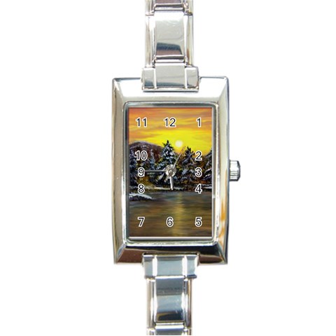 Cabin In The Woods 207kb  Aceo Rectangular Italian Charm Watch from ArtsNow.com Front