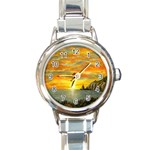 Sunset Of Hope  Round Italian Charm Watch